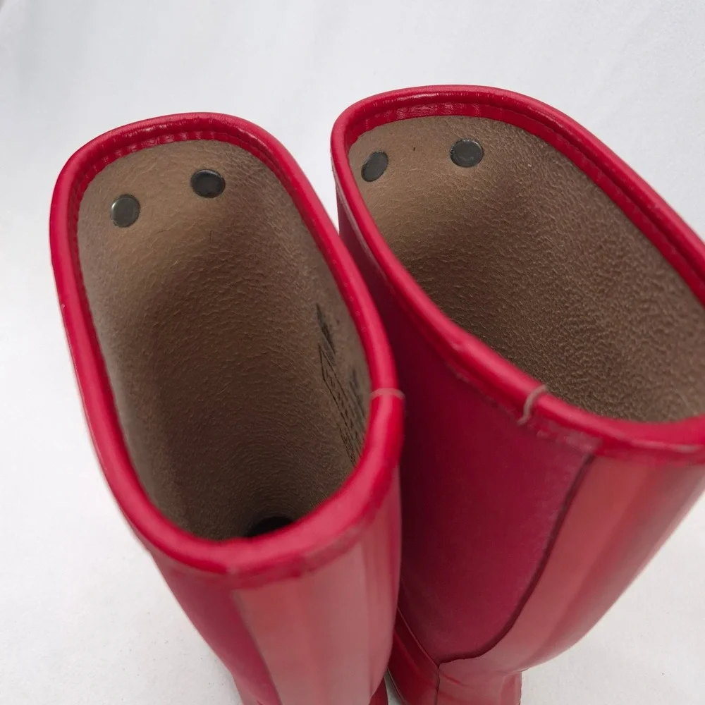 Hunter Arlen Red Rubber Neoprene Tall Rain Boot Women's Size 8